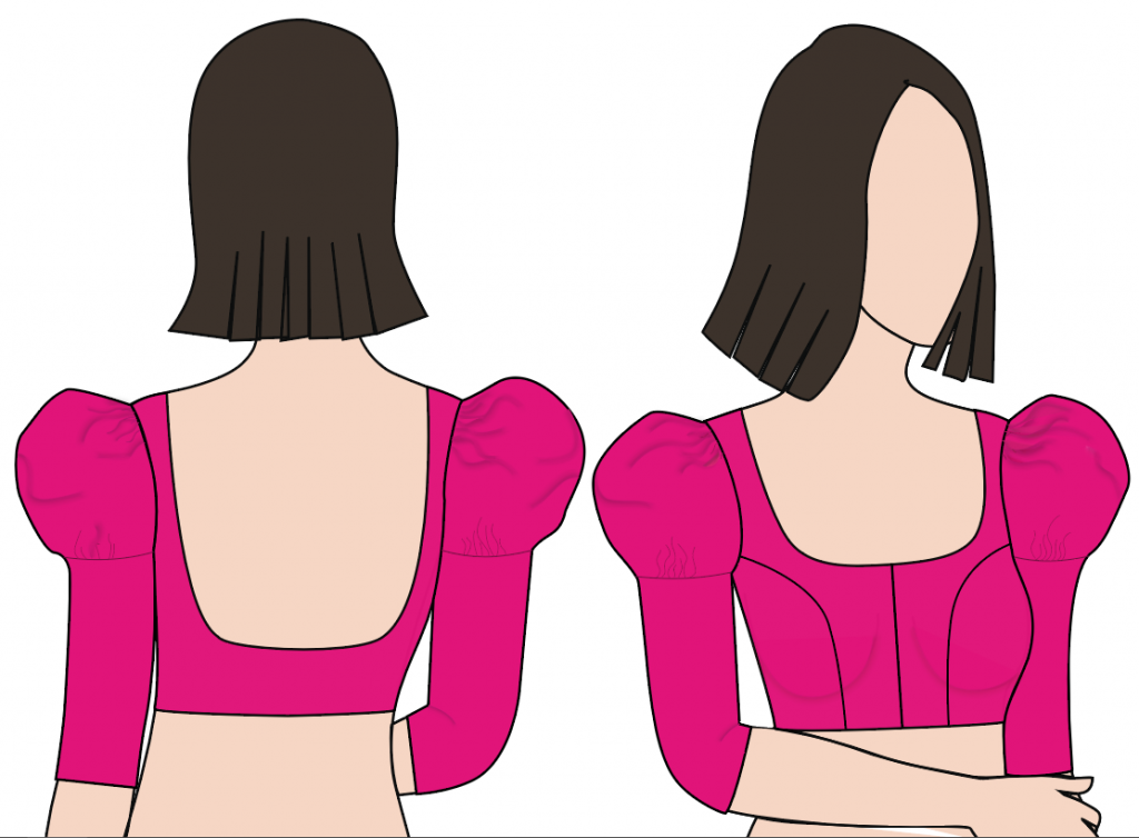 Juliet Sleeve Front Open Deep Neck Blouse PDF Pattern