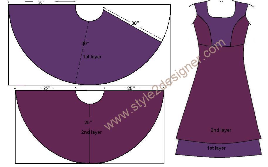 Layered Anarkali pattern drafting